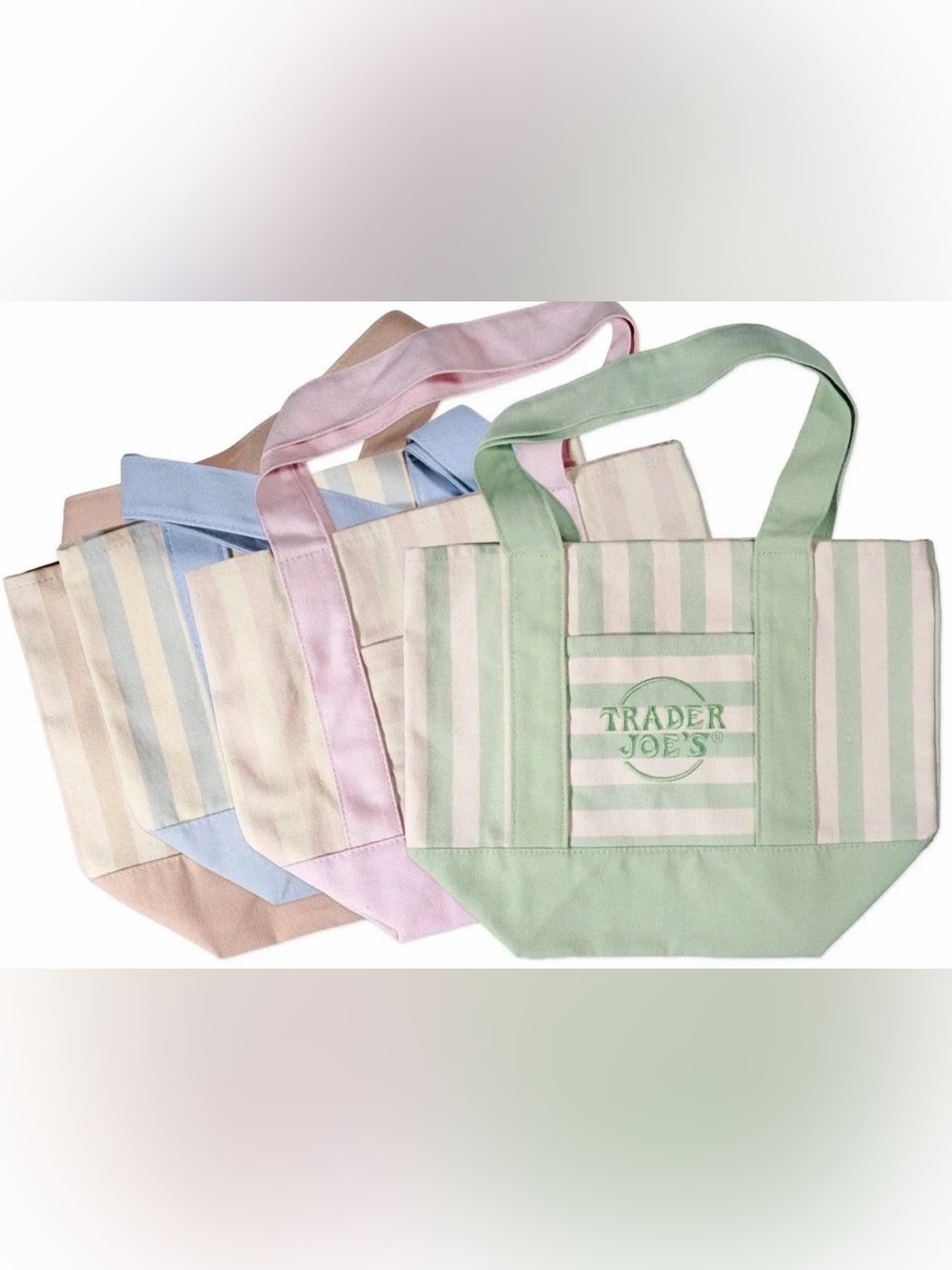 Trader Joe's Pastel Striped mini Tote Bags - set of 4